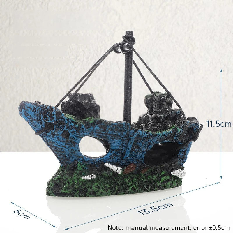 Resin Sunken Ship Aquarium Accessory Fish Tank Landscape Decoration