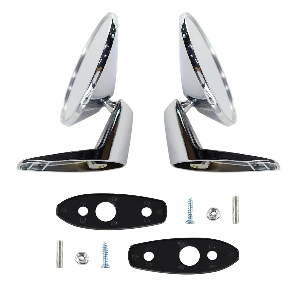 1 Pair Chrome Polished Outside Door Rearview Mirror Replacement Parts