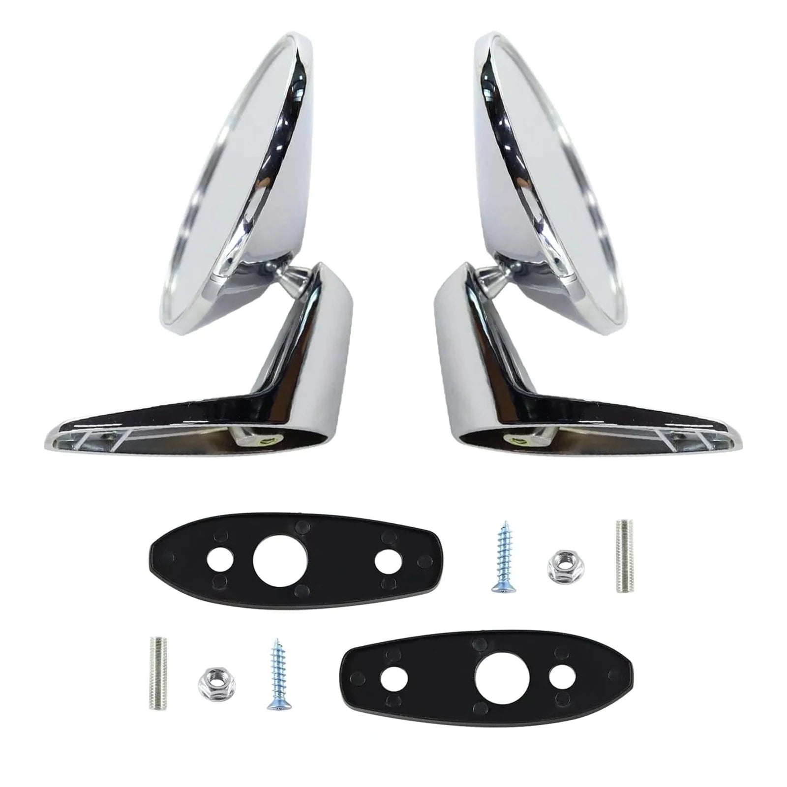 1 Pair Chrome Polished Outside Door Rearview Mirror Replacement Parts