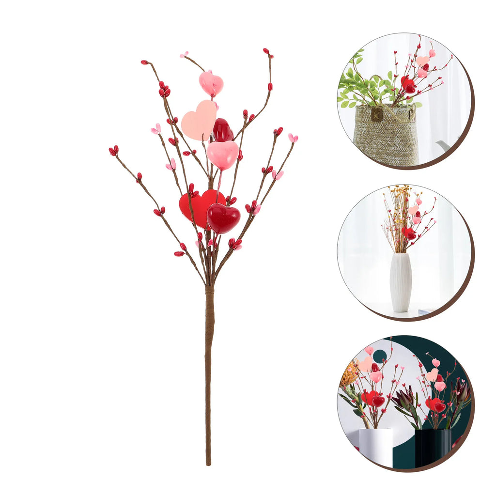 Valentine Stem Branches Heart Shaped Picks Artificial Flowers Stems