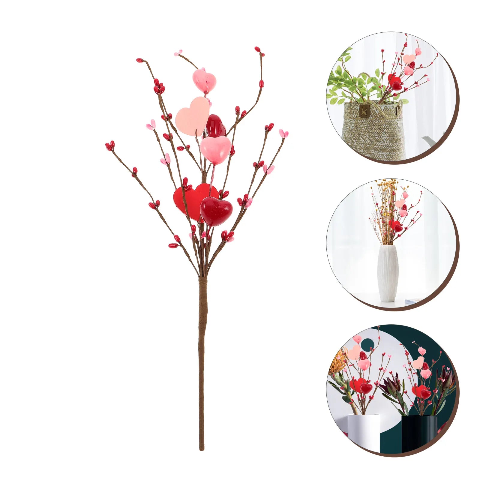 Valentine Stem Branches Heart Shaped Picks Artificial Flowers Stems