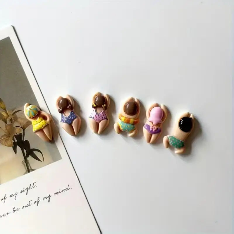8pcs Cute Swimming Figure Fridge Magnets – ABS Resin Round Decor for Fridge, Door, Photo, Pool Zpaxo
