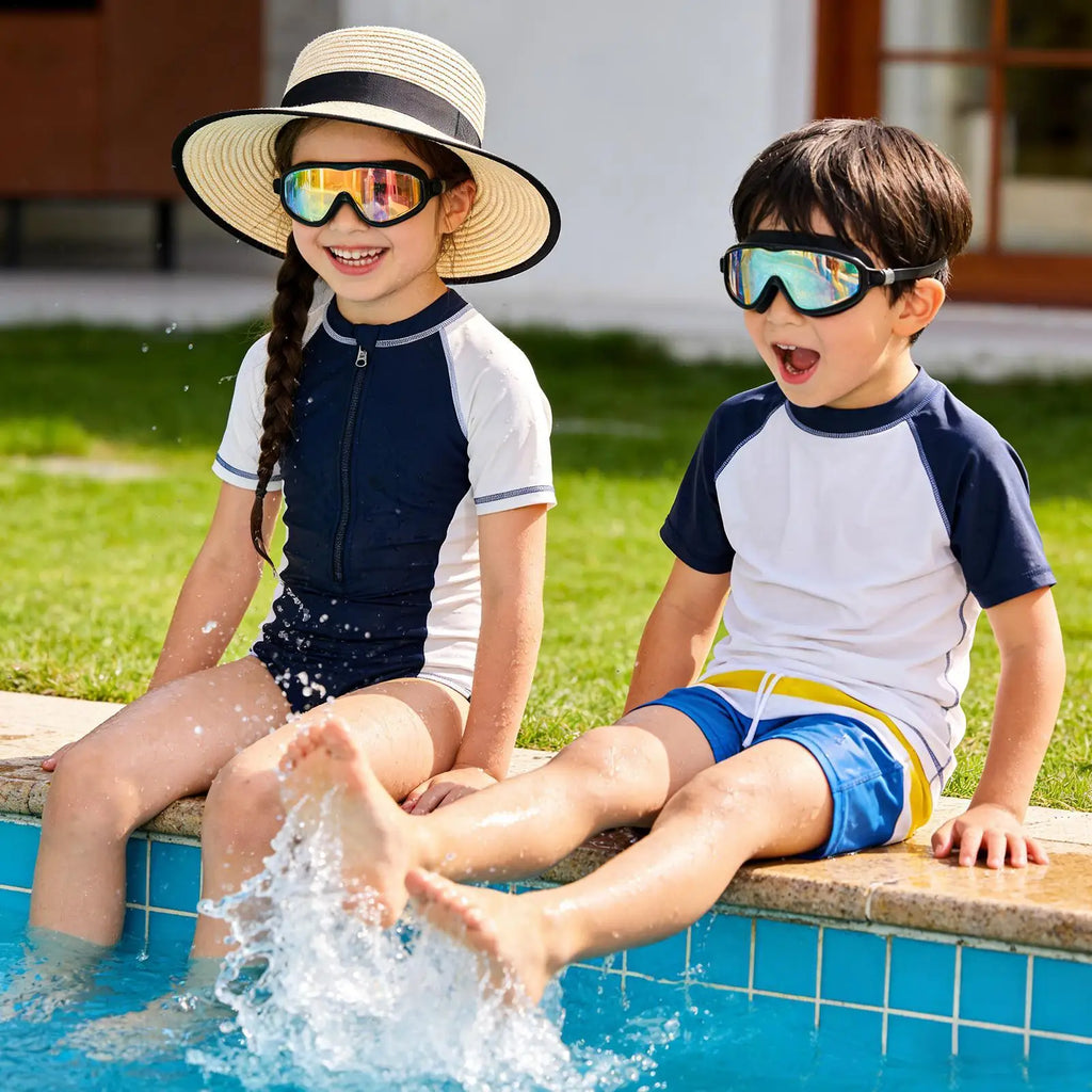 Kids Swim Goggles Antifog Glasses Nose Clip Earplugs HD View Swimming