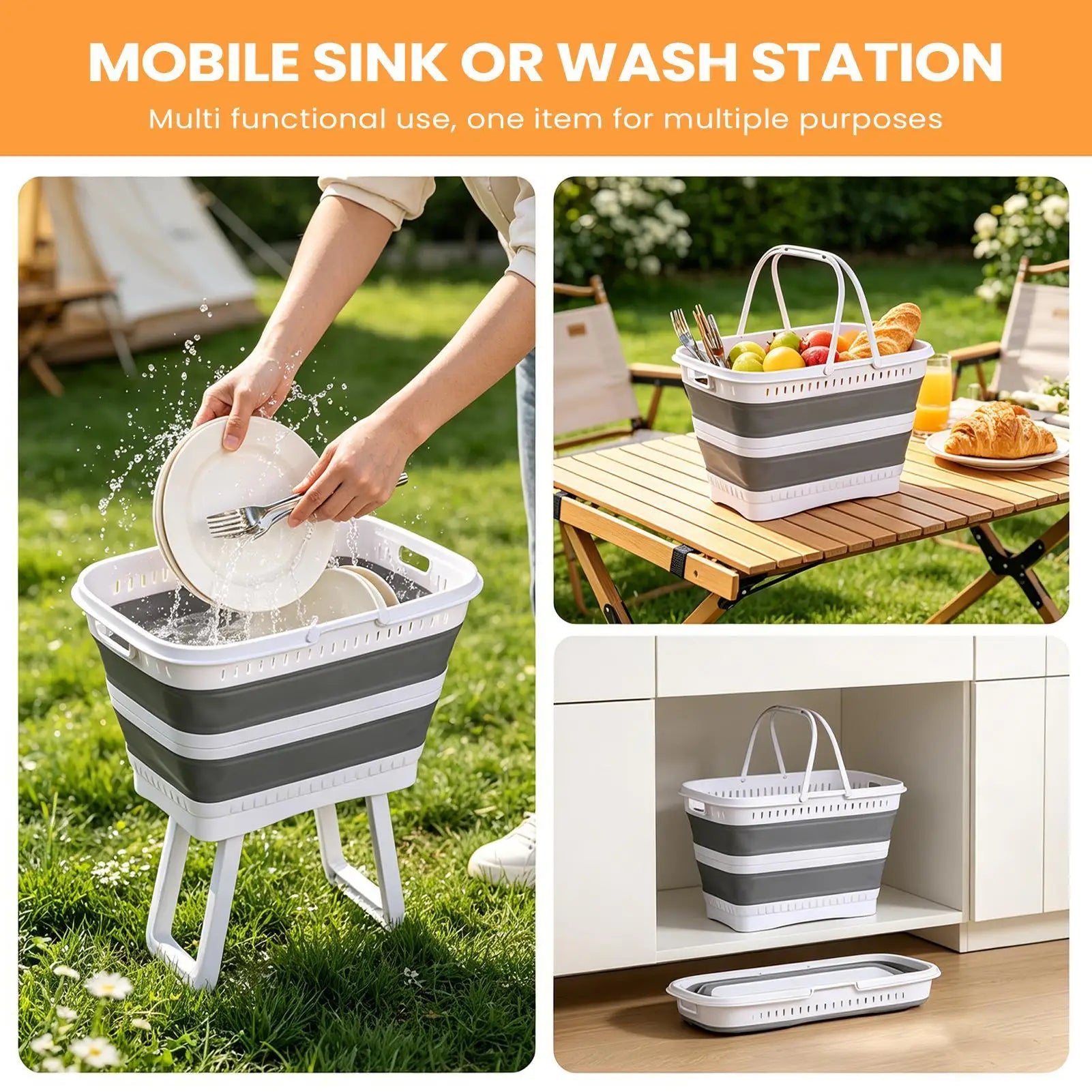 Laundry Hamper Large Foldable Elevated Organizer Clothes Basket