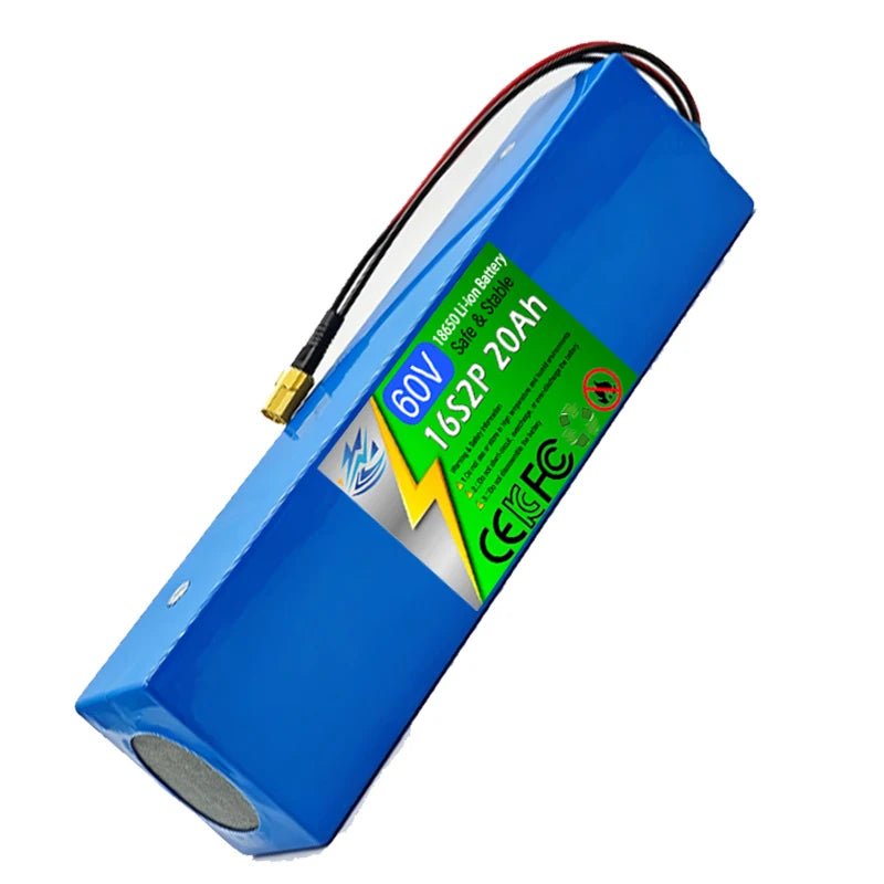 16S2P 60V 20AH 18650 Lithium Battery Pack with Large Capacity Suitable for Electric Scooters, Mountain Bikes, and BMS Batteries Zpaxo