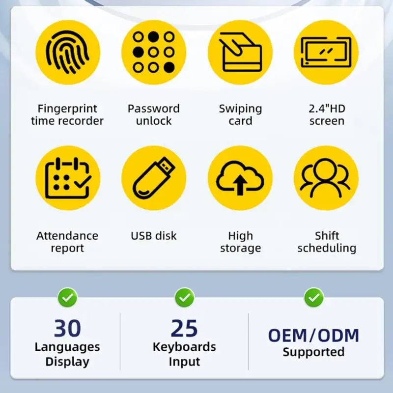 652F Professional Attendance Terminals Biometric Passwords Access 30 Zpaxo