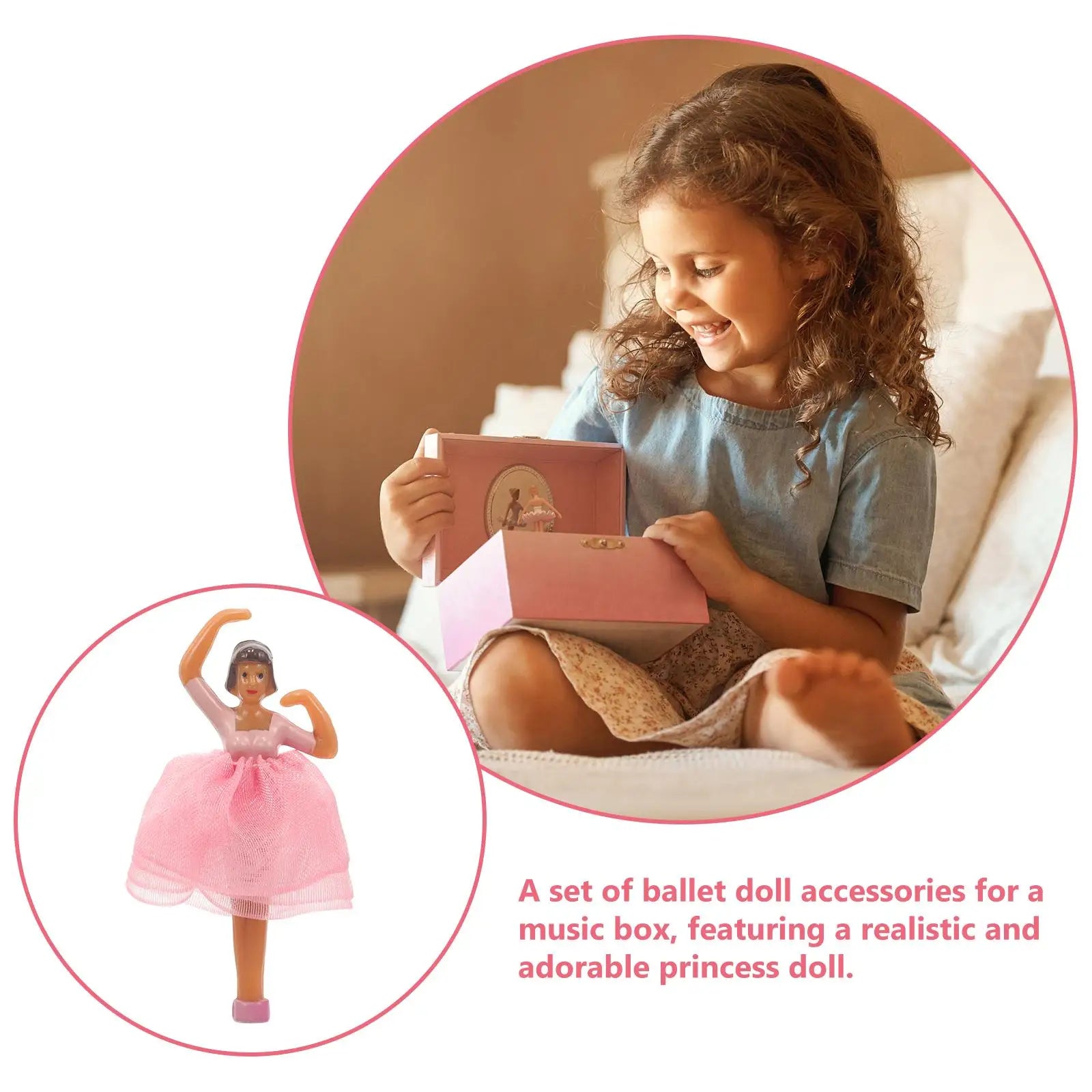 Music Box Accessories Golden Pink Skirt Princess Ballet Dancer