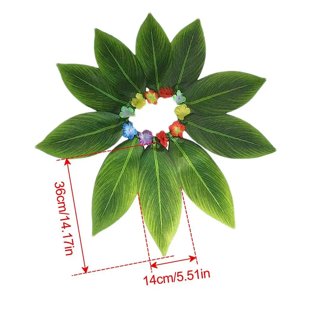Leaf Grass Skirt Hawaiian Green Beach Dance Party Bonfire Artificial