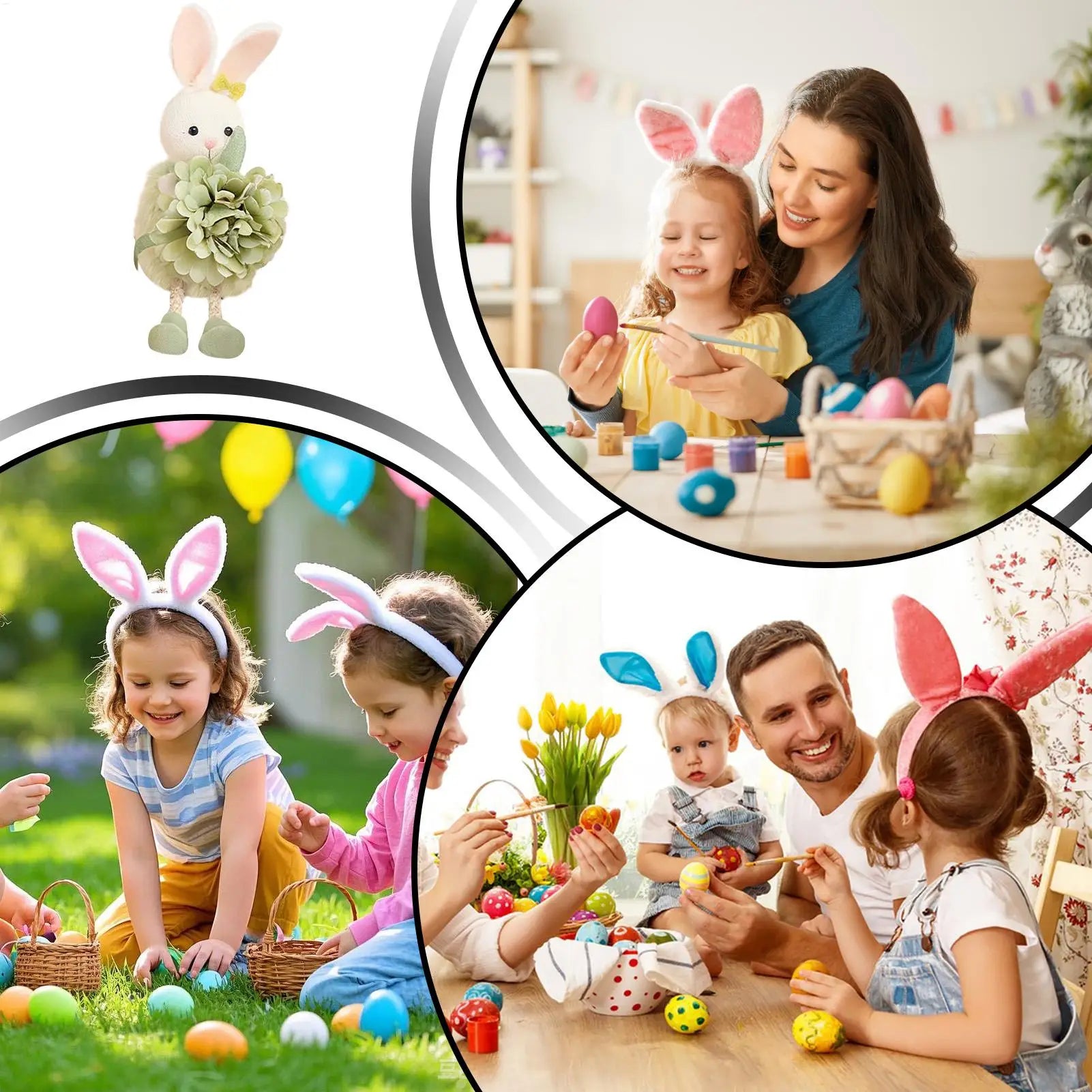 Easter Bunny Decor Cute Rabbit Figurines Spring Tabletop Mantel Tree