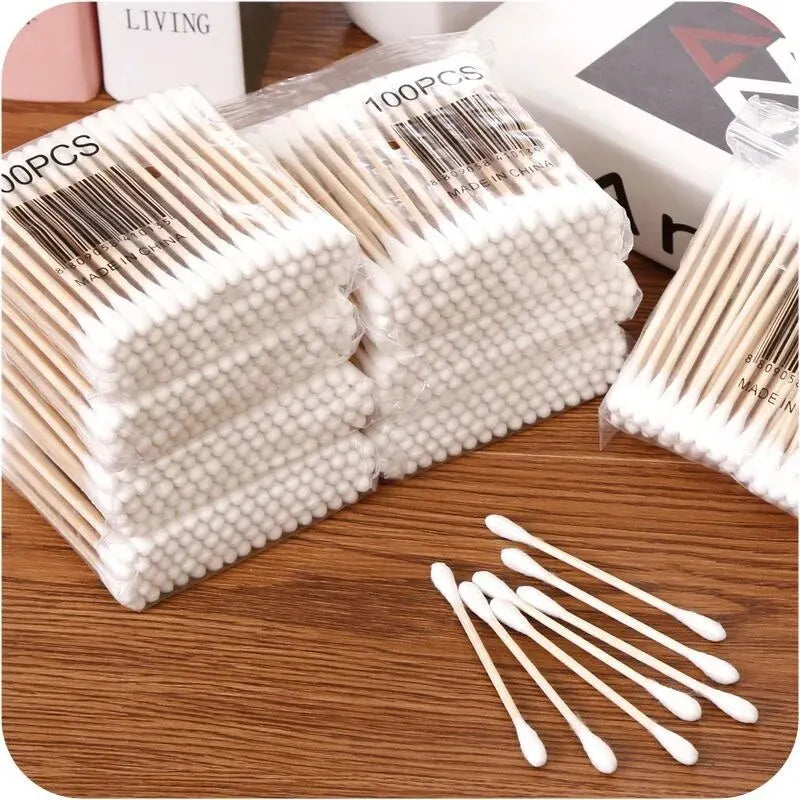 500-Pack Double-Head Wood Cotton Swabs – Ear, Nose & Makeup Cotton Swabs Zpaxo
