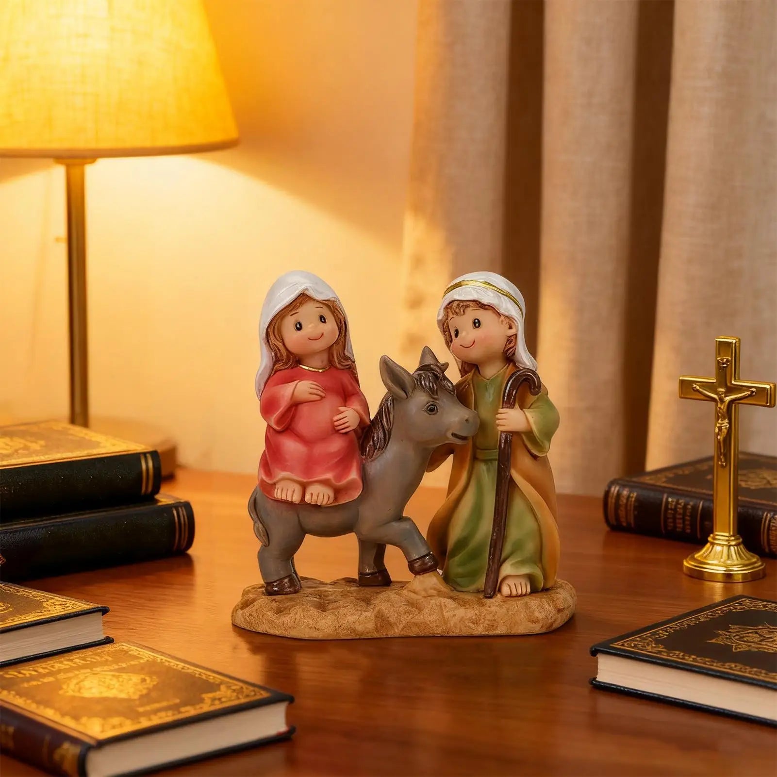 Holy Family Statue Catholic Christmas Resin Cartoon Joseph Virgin Mary Figurines Religious Catholic Figurines Sculptures Zpaxo