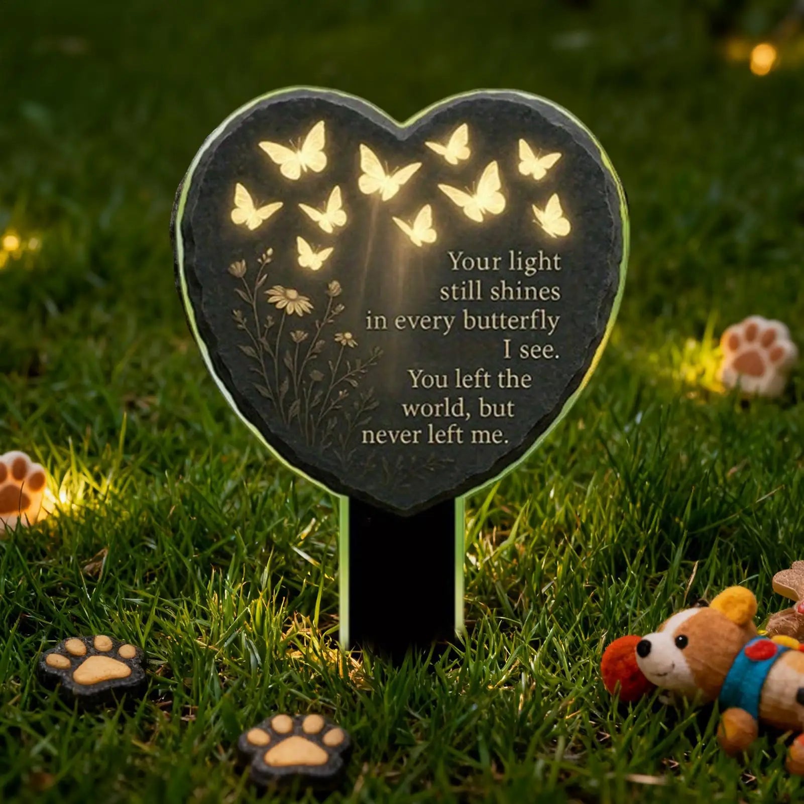 Grave Decorations 2D Acrylic Heart Decoration Butterfly Flower Carved