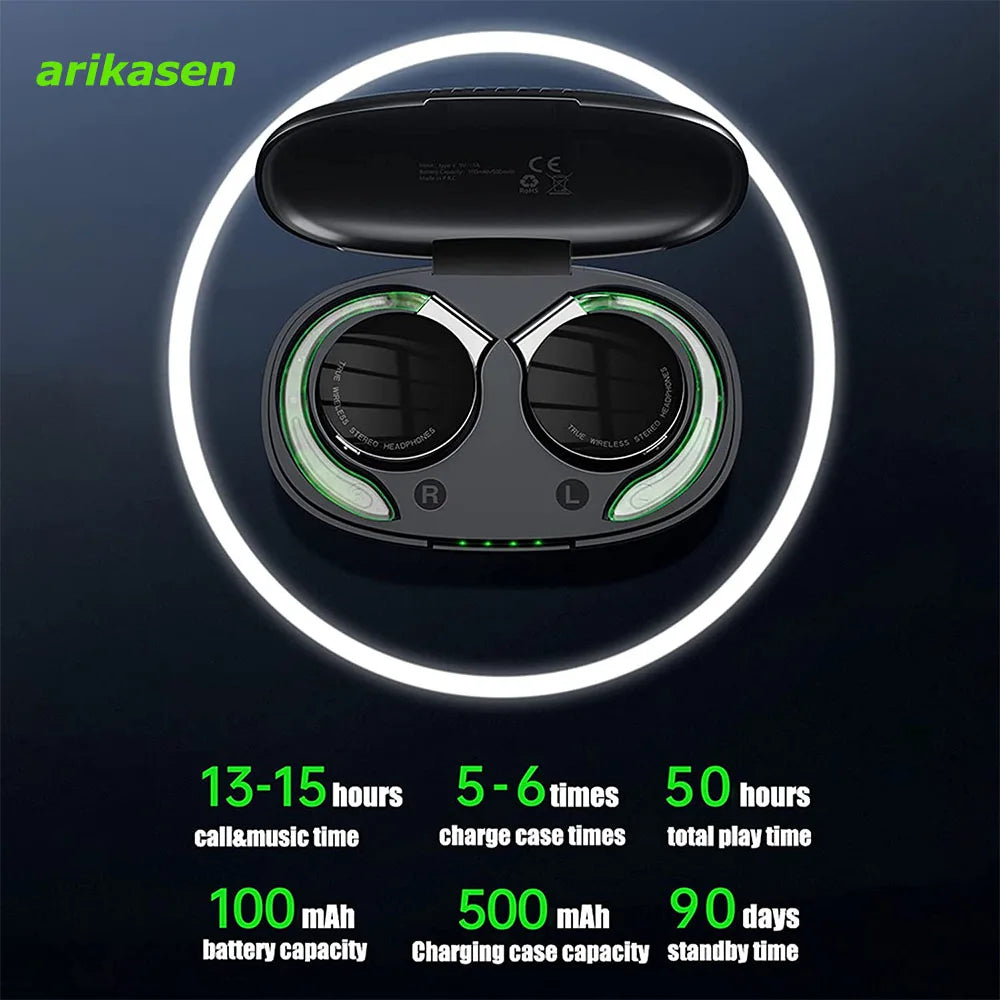 Open Ear Headphones TWS Wireless Bluetooth Earphones Noise Cancelling