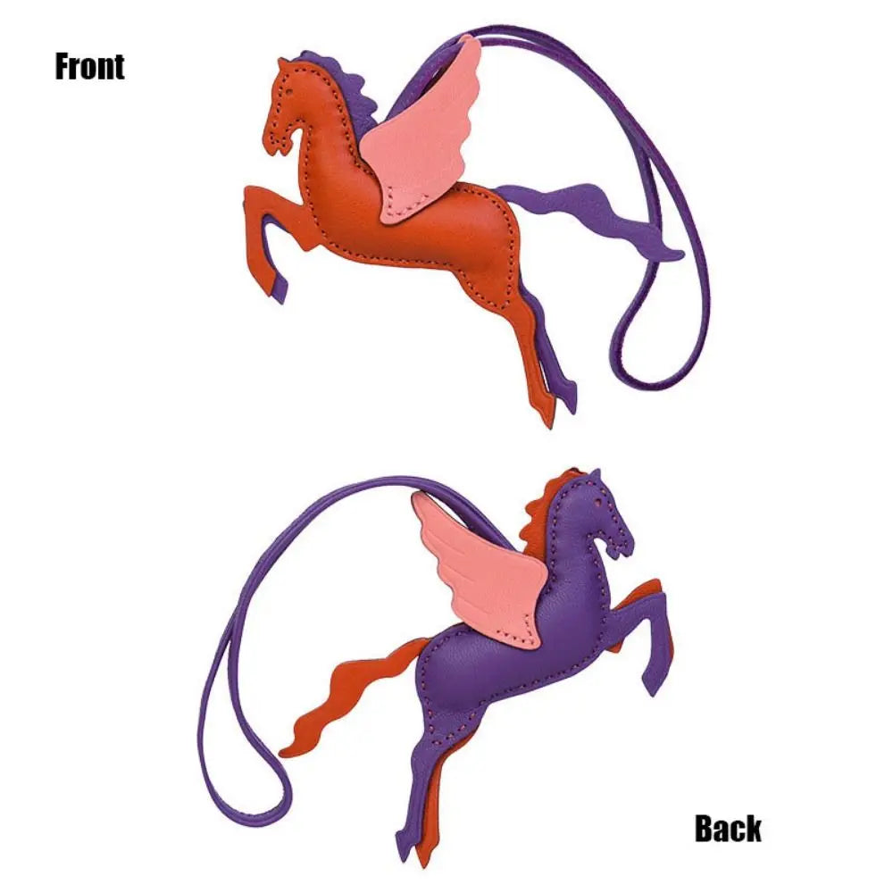 Leather Horse Keychain Fashion Lanyard Pegasus Bag Pendant High-end Zpaxo