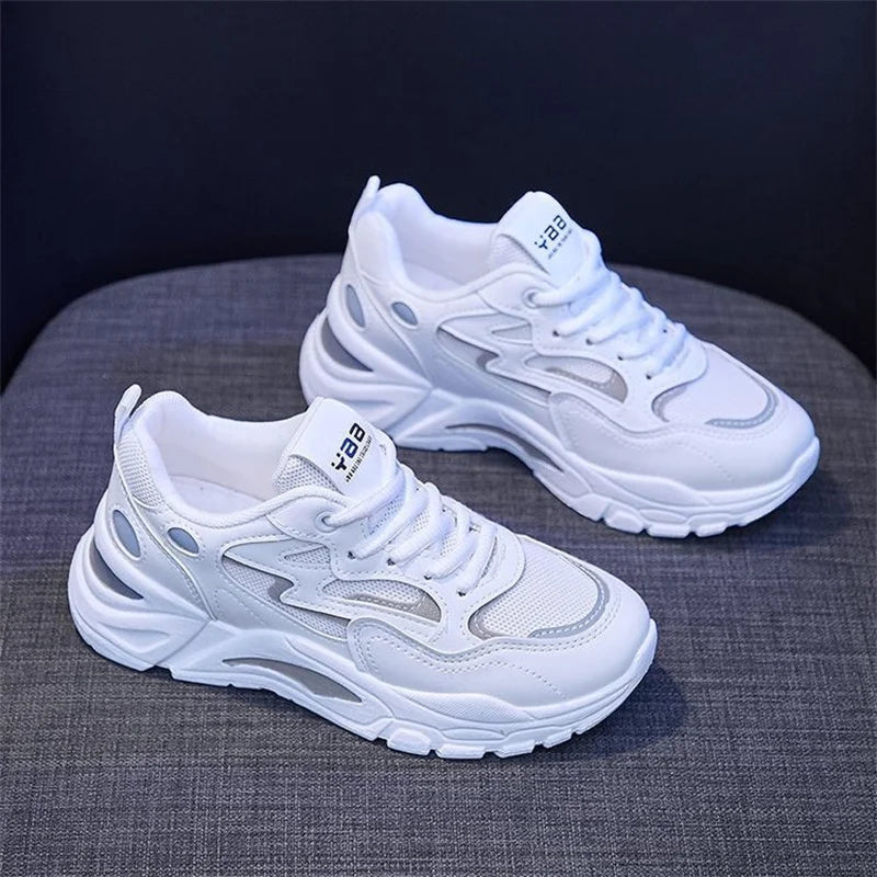 2023 Shoes Female Spring Net Breathable Stripes Hit White Sports Zpaxo