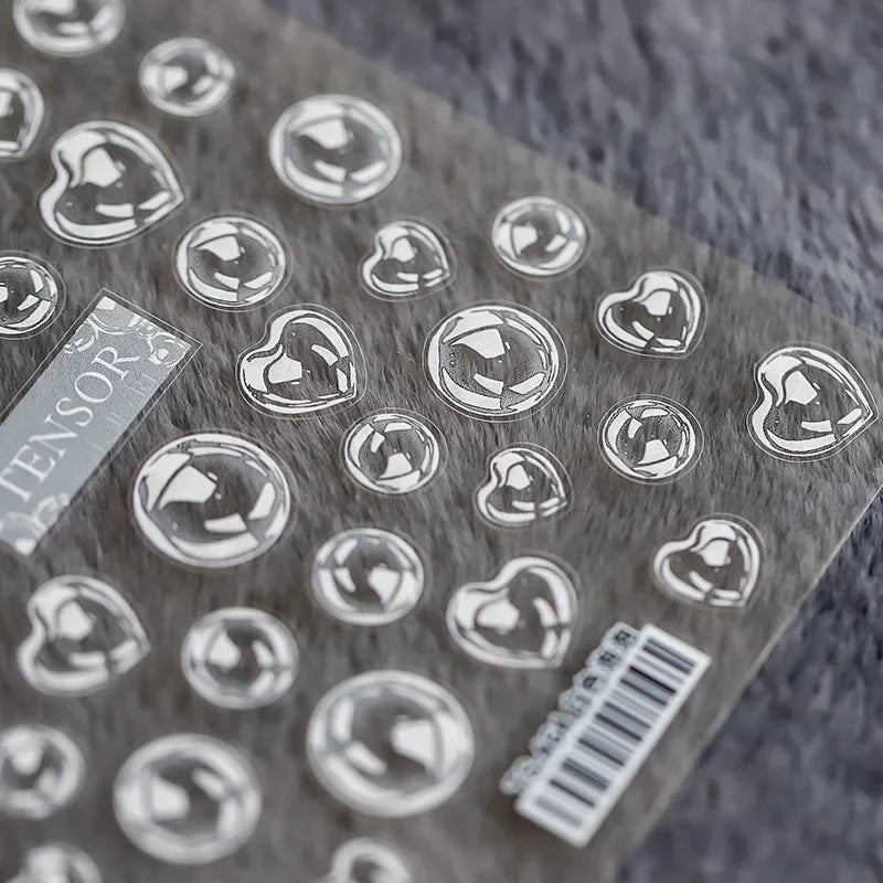 1PC Transparent Bubble Nail Art Sticker 8*10CM Lovely Cute 5D Bubbles Nail Decals Self-Adhesive Embossed Bubble Manicure Art Zpaxo