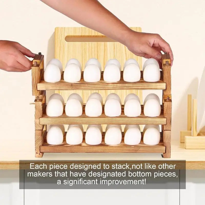 Counter Wooden Egg Holder Collecting Rack Wood Sorter Space Saving