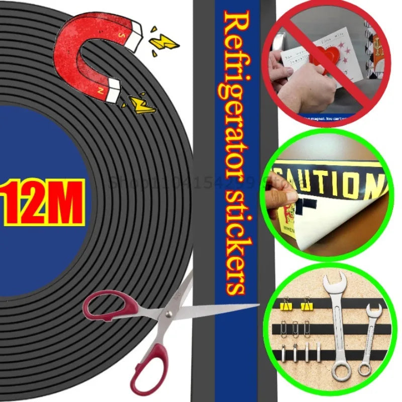 Self Adhesive Magnetic Tape Cuttable Rubber Magnetic Strip for Fridge Wall DIY Photo Poster Fixing Tape Home Office Storage Tool Zpaxo