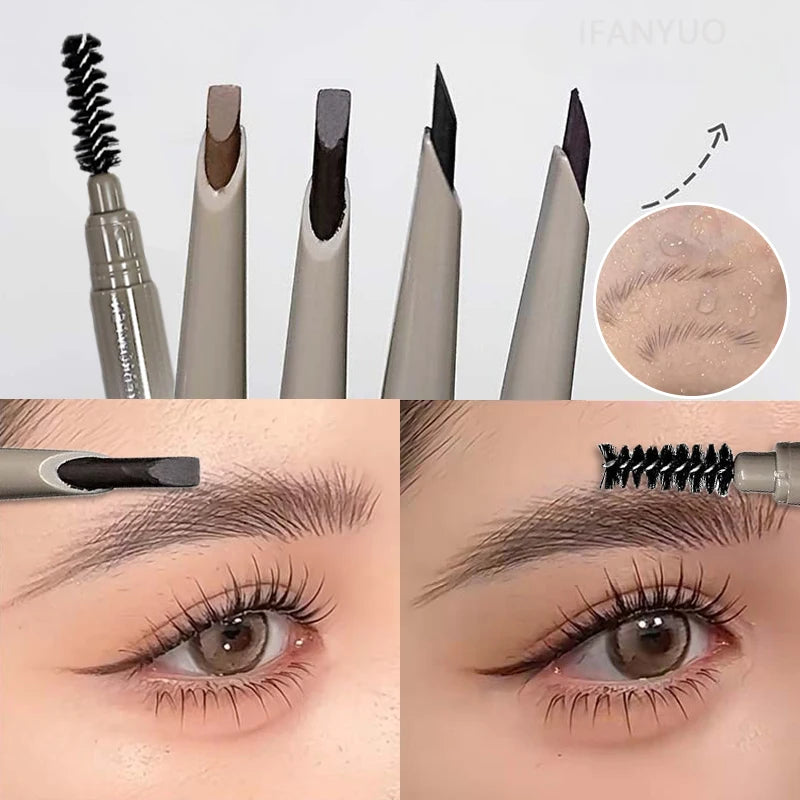 Ultra Thin Double-Ended Eyebrow Pencil Long-Lasting Smudge Proof Eye Brow Liner Contour Pen High Pigment Waterproof Brow Makeup Zpaxo