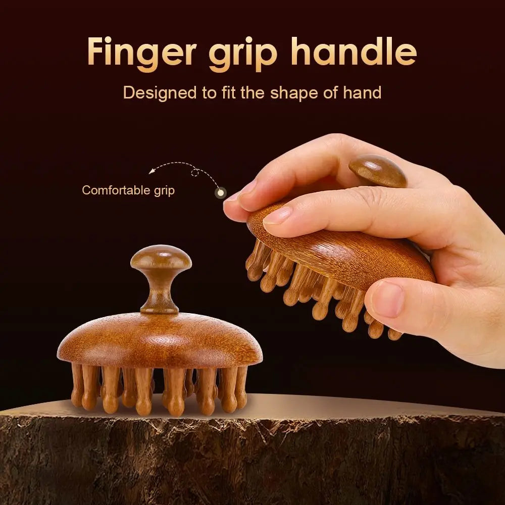 28 Nails Head Massage Comb Multifunctional Circular Tooth Wood Blood Zpaxo