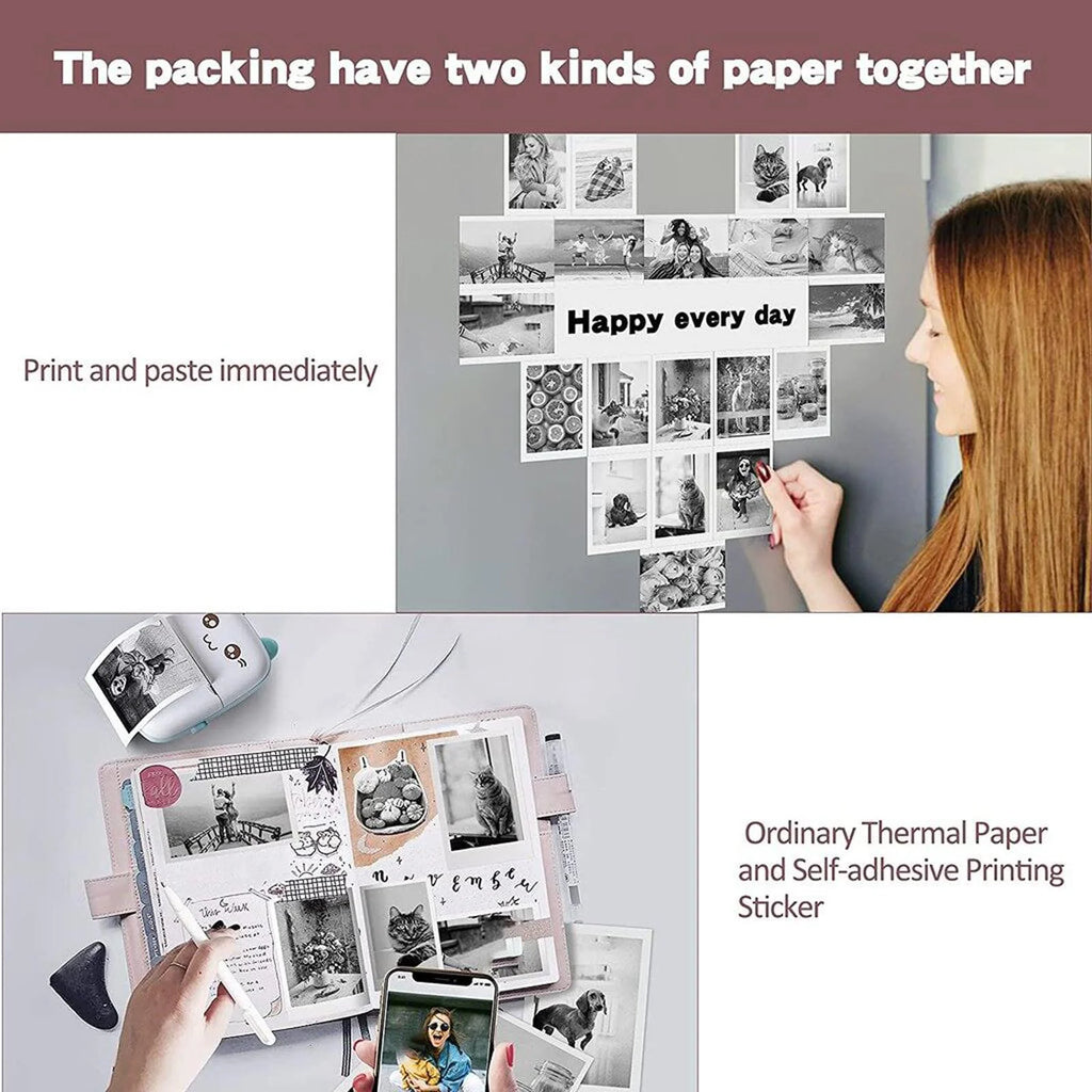 57mm Colorful Thermal Label Sticker Paper – Bluetooth Inkless Printer Thermal Label Paper Zpaxo