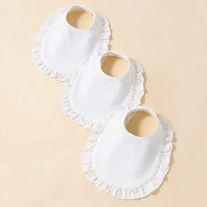 Baby Girls' Saliva Towel 100 Cotton Soft Comfort Lace White