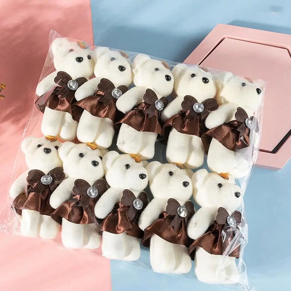 10Pcs/Lot Soft Stuffed Bear Plush Toys Mini Teddy Bear Dolls Toy Mini Bear Flower Bouquet Dolls DIY Flower Gifts Pendant Zpaxo
