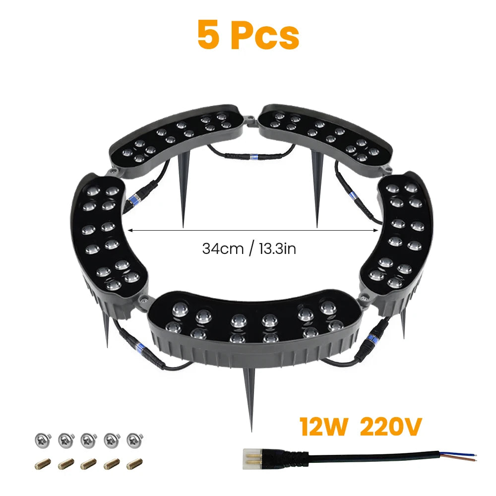Outdoor Ring Tree Light AC220V LED Waterproof Palm Tree Uplighting Landscape Lighting with Adjustable Tree Rings Garden Yard Zpaxo 5pcs