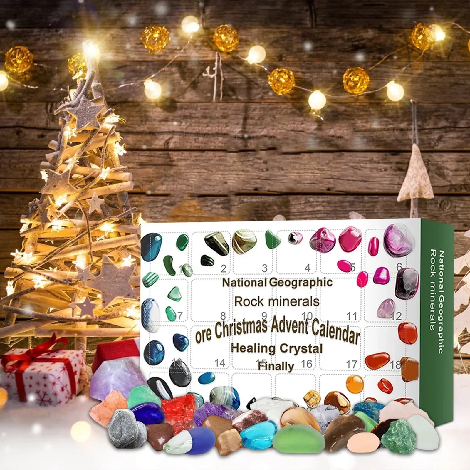 24 Days Blind Box Lattice Natural Healing Stone Green Christmas Ore