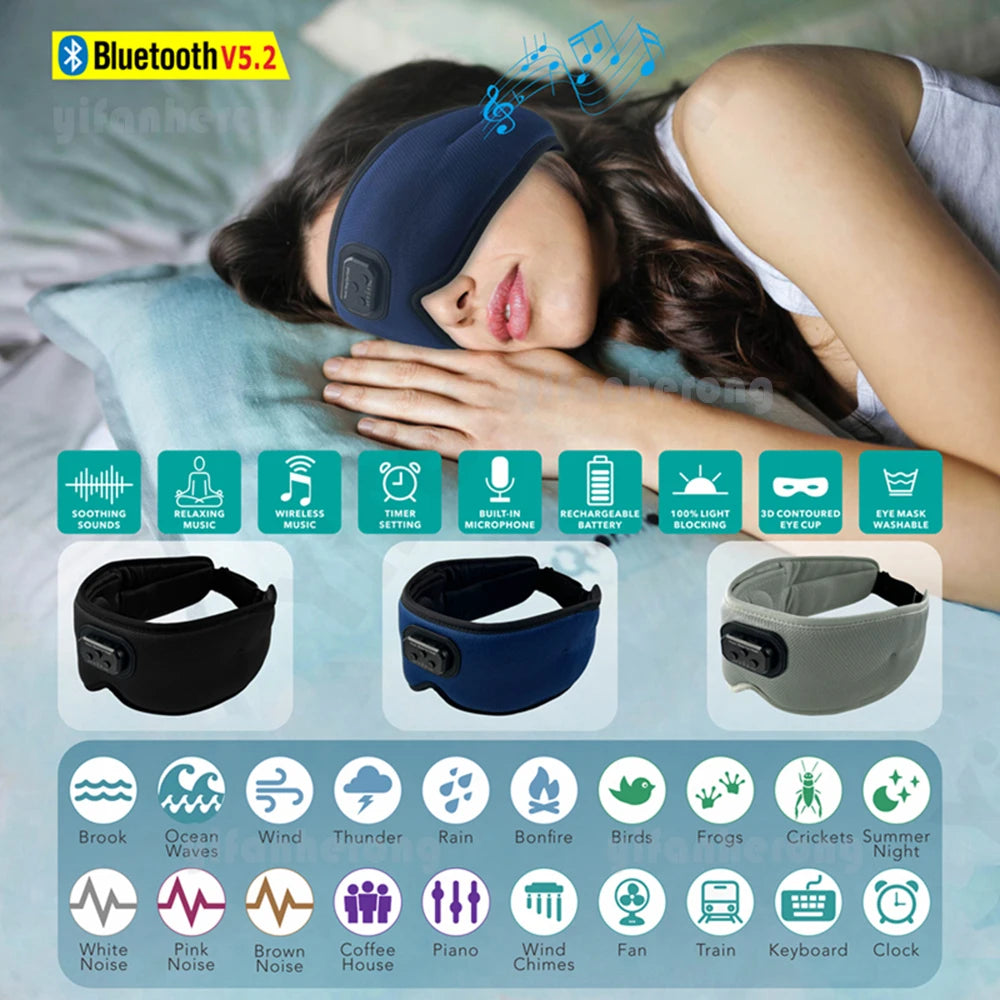 Sleeping Headphone Mask 24 White Noise Blackout Light Bluetooth-compatible With Ice-Feeling Extra Lining Sleep Eye Mask Headband Zpaxo