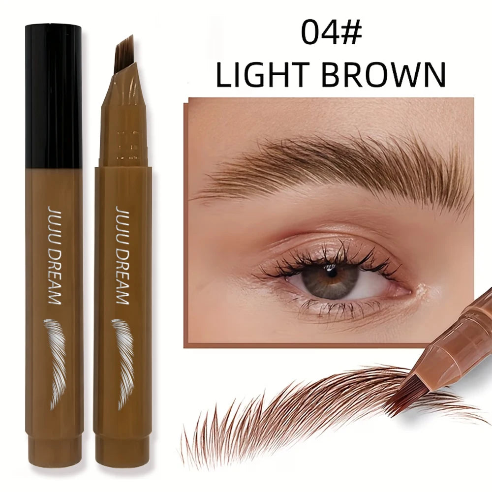 4 Tip Fork Eyebrow Pencil Waterproof Sweatproof, Natural Hair Stroke Brow Pen for Precise Eyebrow Makeup, long-lasting color Zpaxo 04