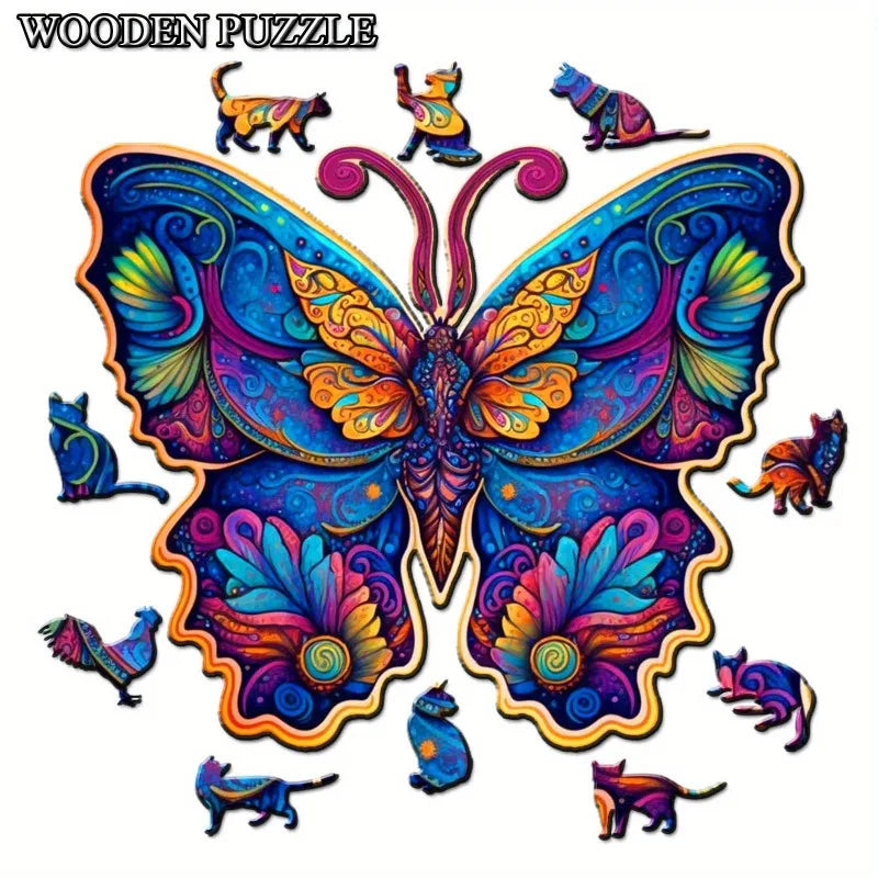 Wooden Jigsaw Puzzles Colorful Butterfly Beautiful Package Animal