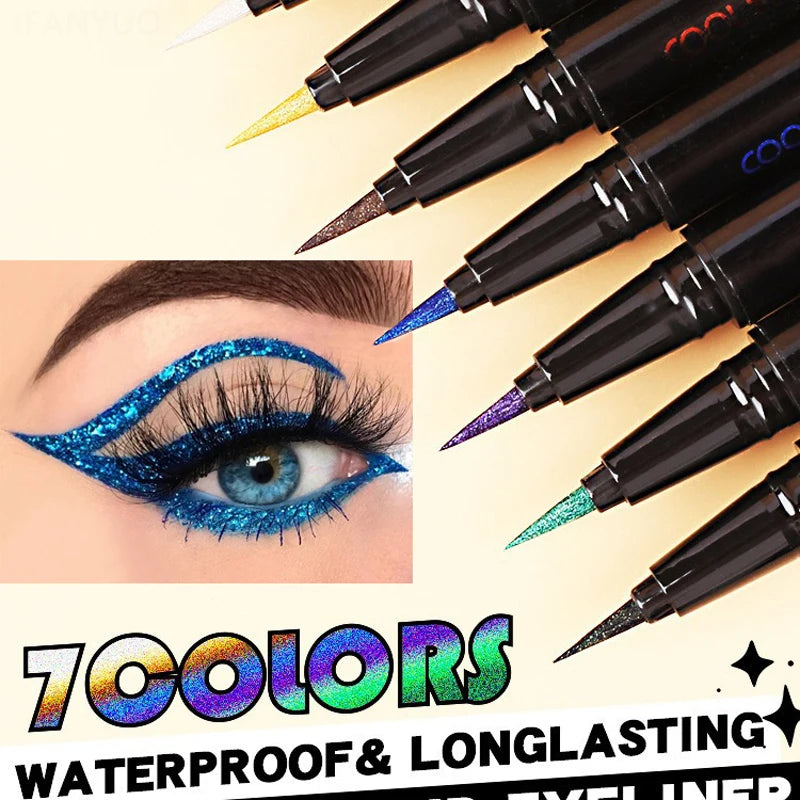 7Colors Glitter Eyeliner Long Lasting Eyeshadow Eyeliner Waterproof Liquid Eyeliner Non-smudge Holiday Parties Makeup Cosmetics Zpaxo