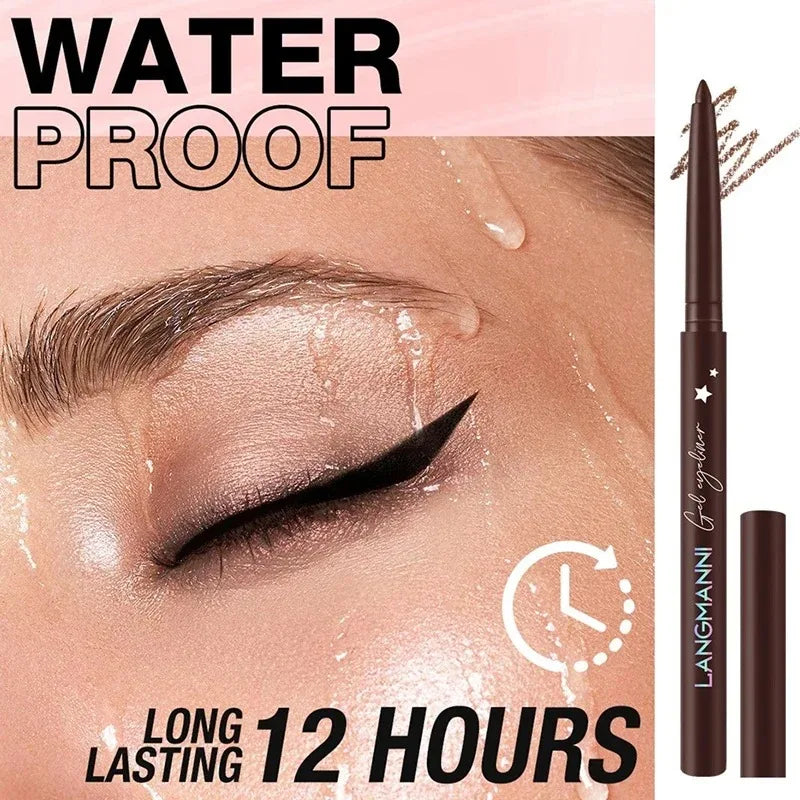 12-Color Waterproof Eyeliner Gel Pencil Long-lasting Makeup Smokey
