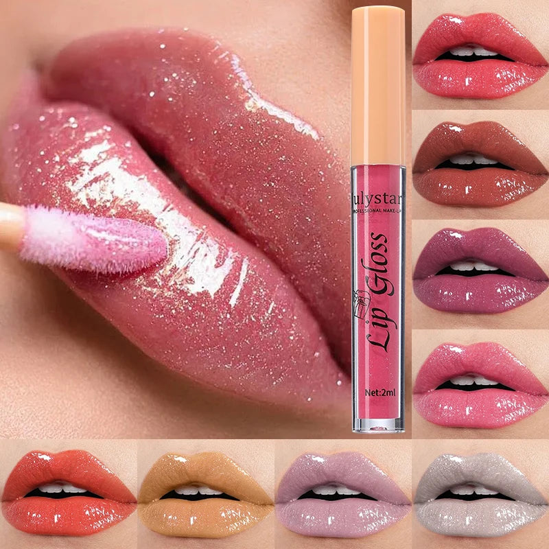 8 Color Glitter Lip Glaze Water Light Mirror Pearlescent Lip Gloss Moisturizing Shimmer Liquid Lipstick Long Lasting Lip Makeup Zpaxo