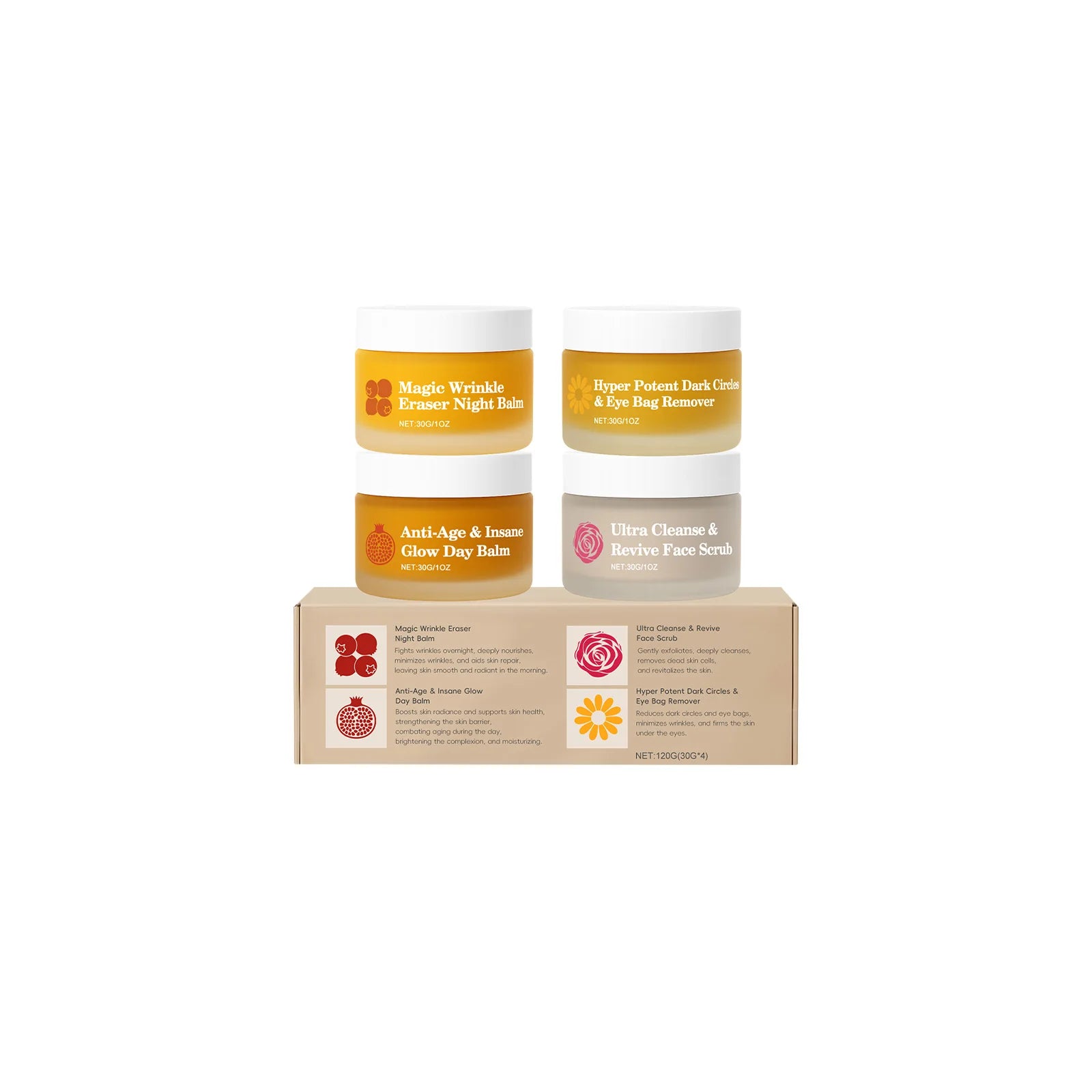 4-Piece Day & Night Skincare Set – Anti-Aging, Eye Cream & Scrub Skincare Gift Set Zpaxo