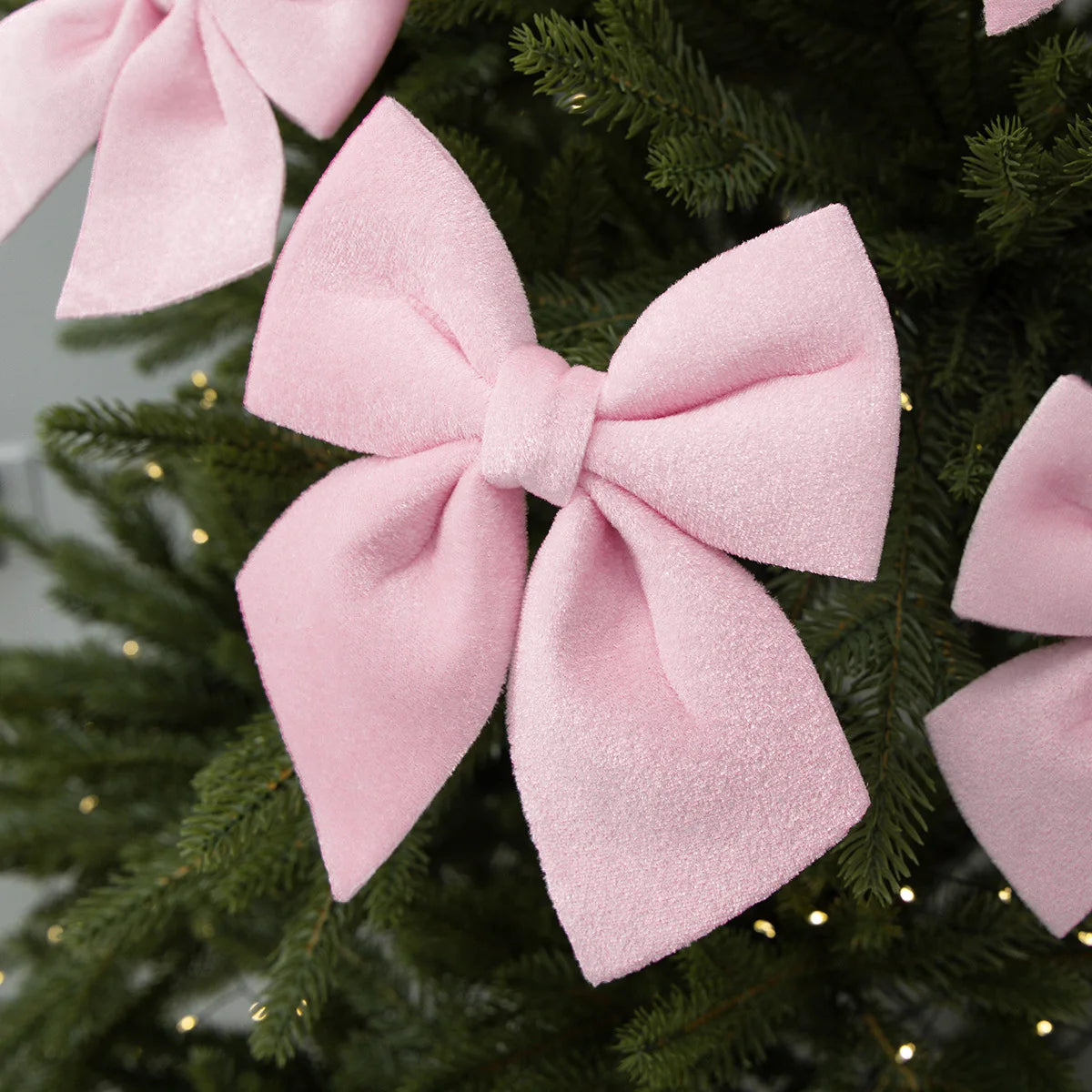 Velvet Christmas Bow Ornament – Pink, Green & White Tree Decor Christmas Bow Ornament Zpaxo