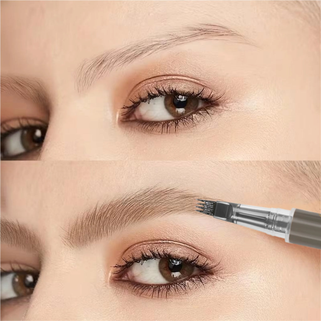 1PC Liquid Four-Pronged Eyebrow Pencil for Natural Brows, Waterproof And Smudge-Proof,, Fast Drying & Long-Lasting Zpaxo