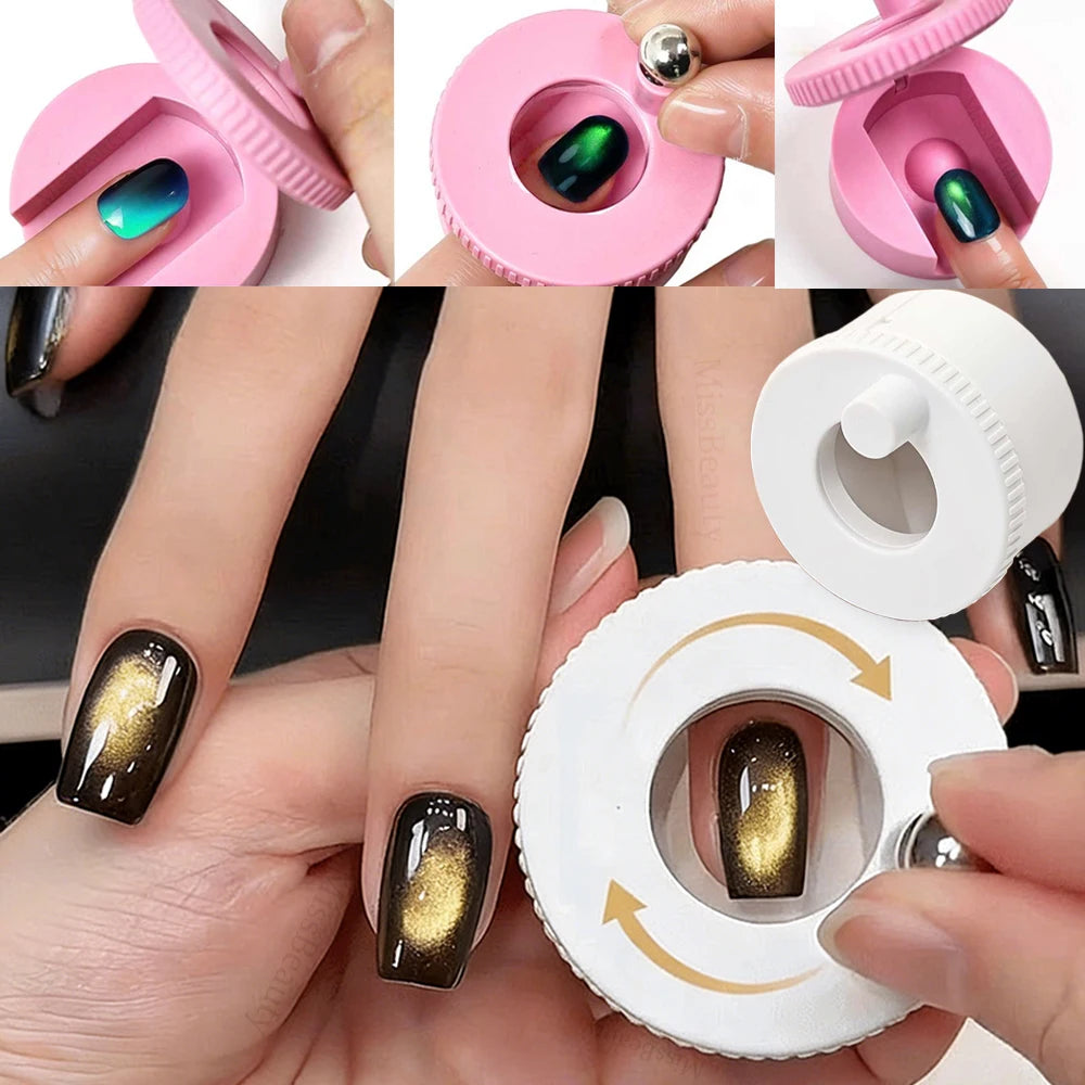 Multifunctional Rotating Cat Eye Nail Magnet Wide Light Glass Bead Zpaxo