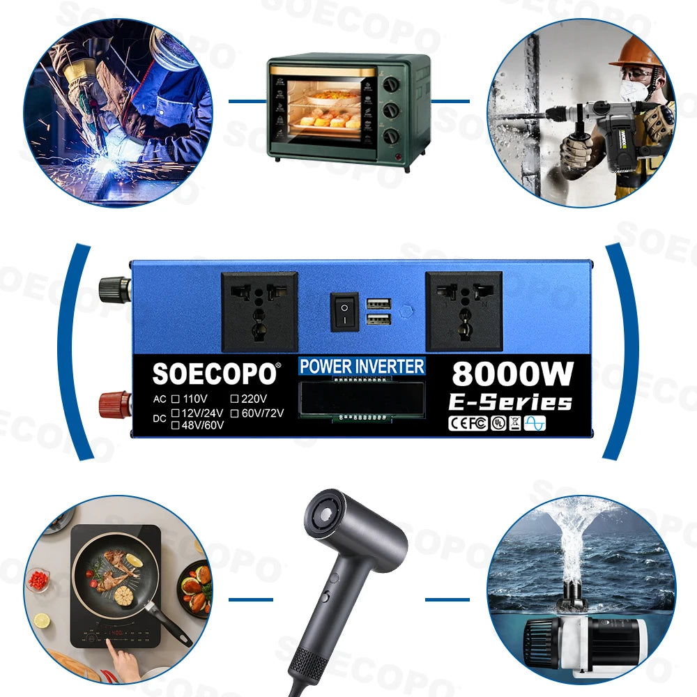 SOECOPO 8000W Solar Power Complete Kit 400W Solar Panels + 8000W DC12V - AC110V/220V Inverter +100A Controller Zpaxo