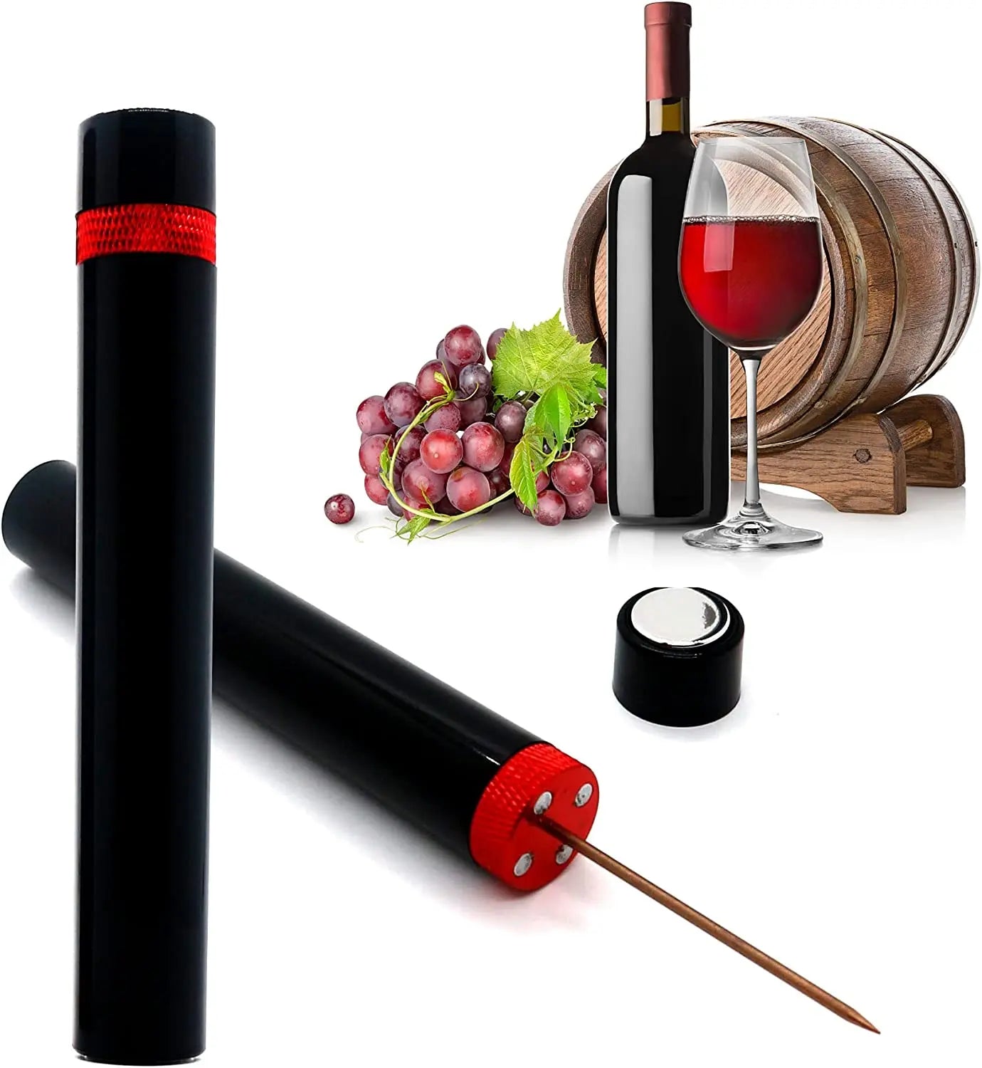 Newest Air Pressure Pump Wine Bottle Opener Portable Stainless Steel Pin Easy Cork Remover Corkscrew for Home Party Wine Lovers Zpaxo Red