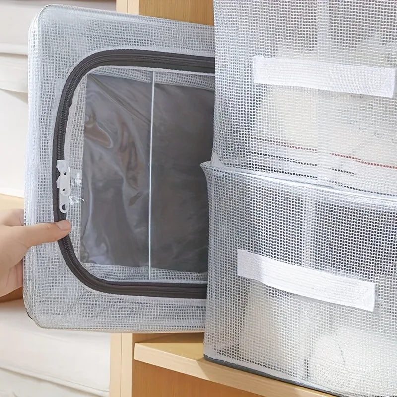 Rectangle Shoe Organizer Box Transparent PVC Steel Frame 2 Removable