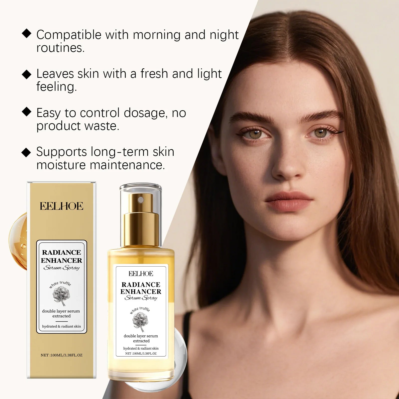 White Truffle Facial Serum 100ml Hydrating Moisturizing Brightening Serum for Dry Skin Repair Anti Aging Wrinkle Cream Gift Set Zpaxo