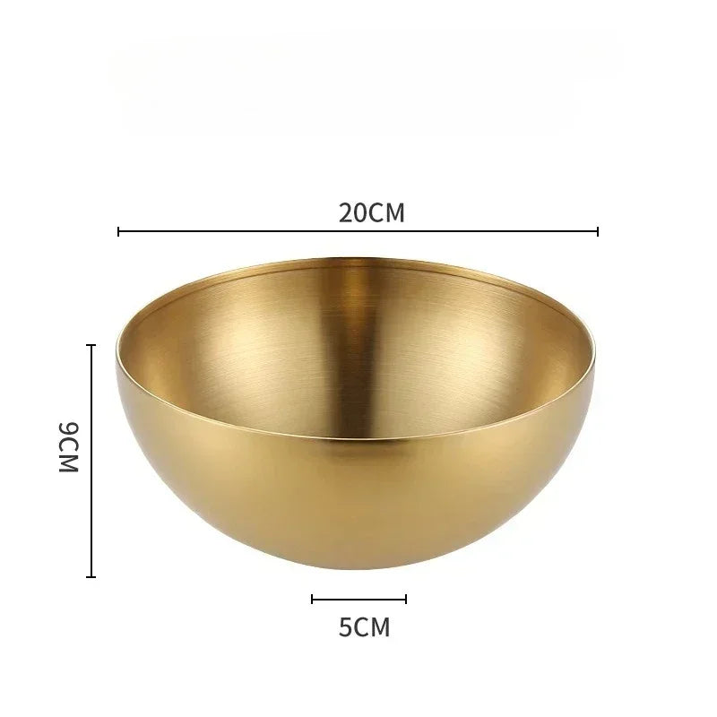20cm Stainless Steel Salad Bowl – Gold & Silver | Rice Noodle Stainless Steel Bowl Zpaxo golden 20cm