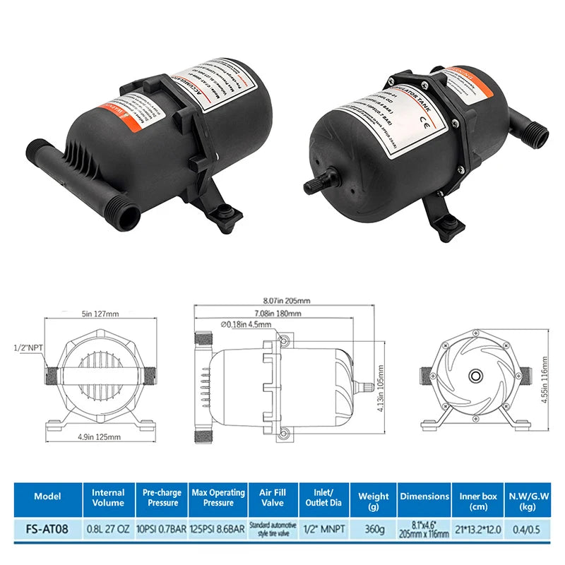 Micro Diaphragm Water Pump 0.8L Tank – RV, Yacht & Marine