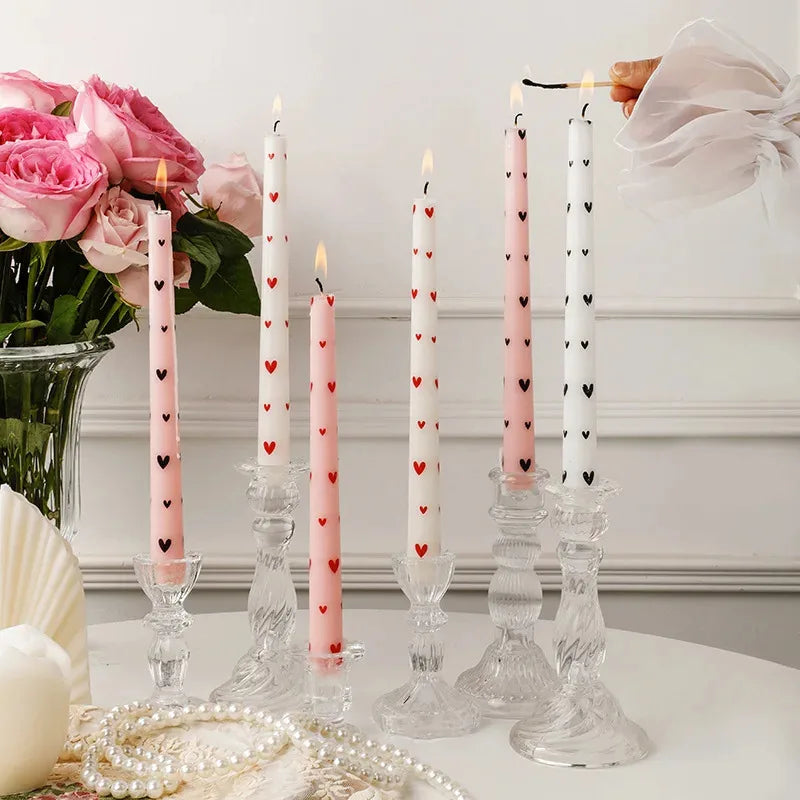 Long Pole Printed Candles Wholesale Smokeless Column Wax Romantic
