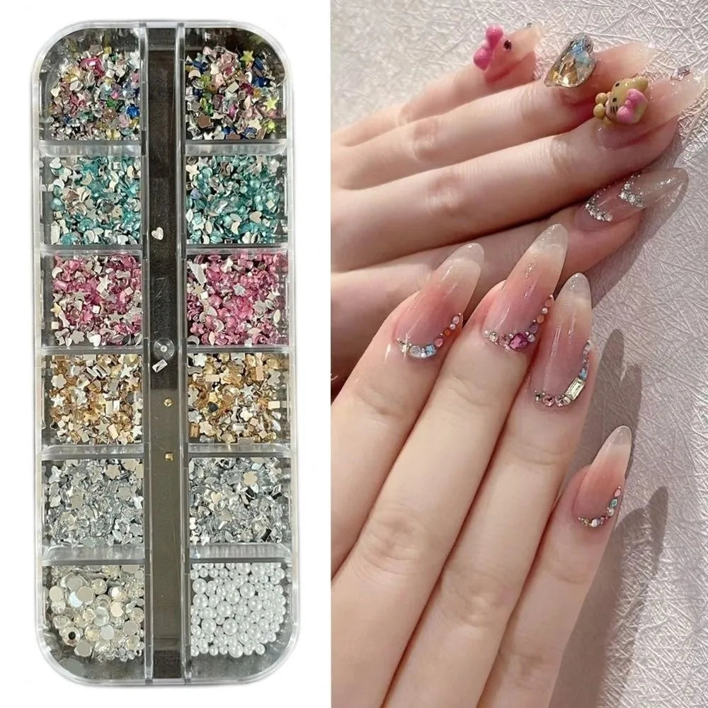 Colorful Nail Rhinestones Star Moon Round Square Mix Styles Nails Art Zpaxo