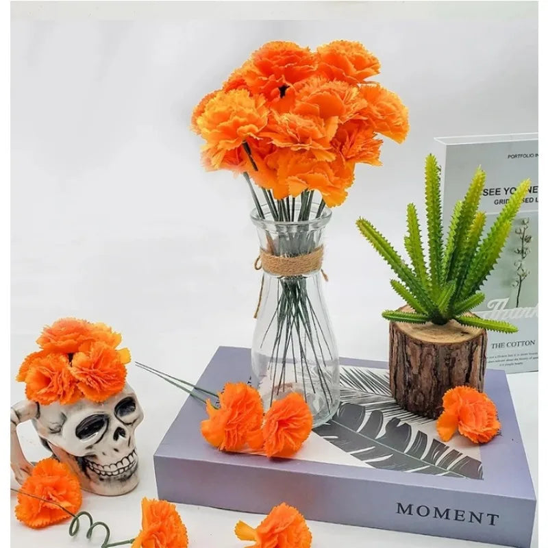 2025 Artificial Marigold Flowers Halloween Silk Birthday Party Diwali