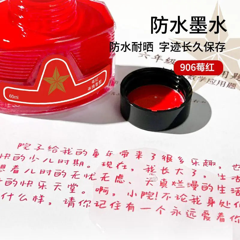 Ostrich Scented Fountain Pen Ink Black Blue-Black Green Non-Erasable Quick-Drying Red Waterproof Non-Carbon Ink 60ml Zpaxo