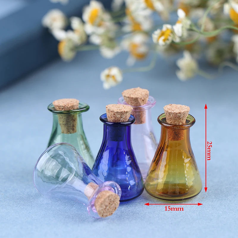 ▶2Pcs Mini Glass Color Bottle Wishing Bottle Tiny Jars Vials Mini Storage Bottle Zpaxo